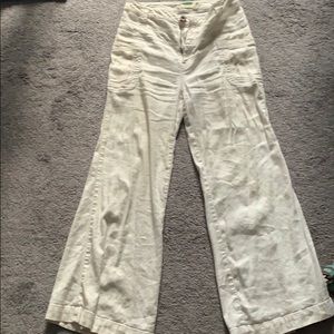 White linen Anthropologie pants